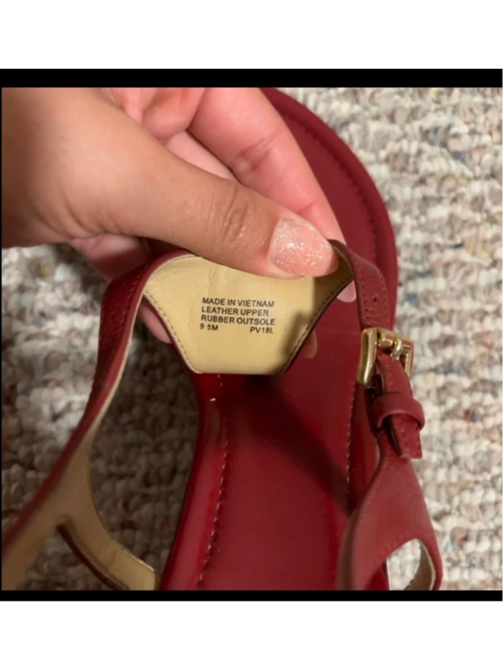 Michael Kors Burnt Red Ramona Leather Mini Wedge Sandals Sandals- Size 9.5
